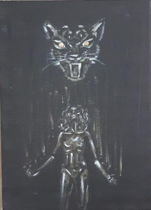 Malerei mit dem Titel "Lionne" von Oceane Andres, Original-Kunstwerk, Acryl