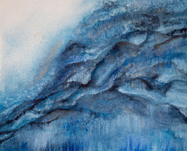 Painting titled "Du bleu" by Océane Legrand, Original Artwork, Watercolor