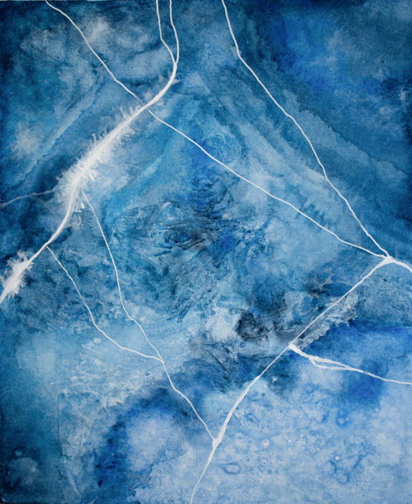 Malerei mit dem Titel "La Glace" von Océane Legrand, Original-Kunstwerk, Aquarell