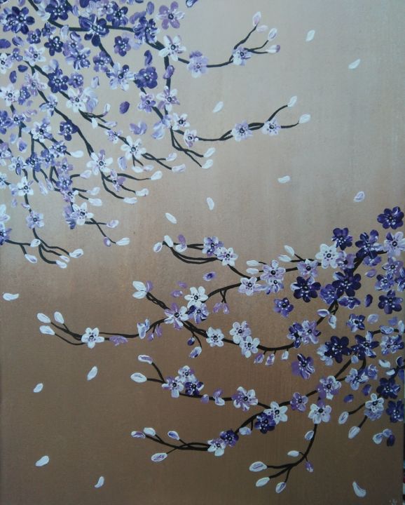 Malerei mit dem Titel "Jardin japonais" von Océane Raquet, Original-Kunstwerk, Acryl