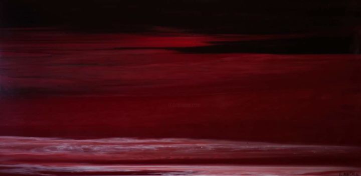 Peinture intitulée "Nuit rouge" par R.Montalieu, Œuvre d'art originale, Autre