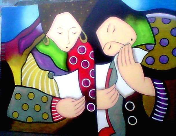 Pintura titulada "Cartas para mamá." por Oswaldo Chuquipoma., Obra de arte original, Oleo