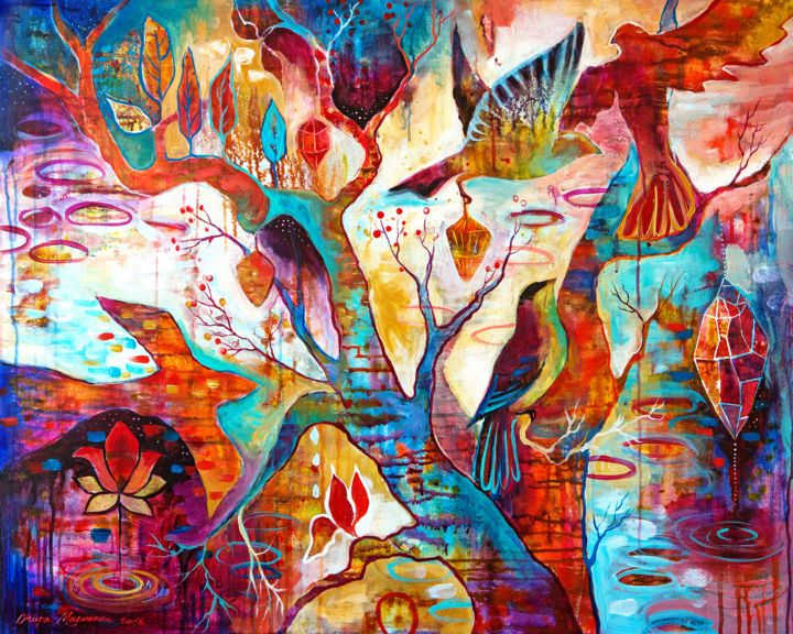 Картина под названием "Spring awakening" - Marianna Ochyra, Подлинное произведение искусства, Акрил