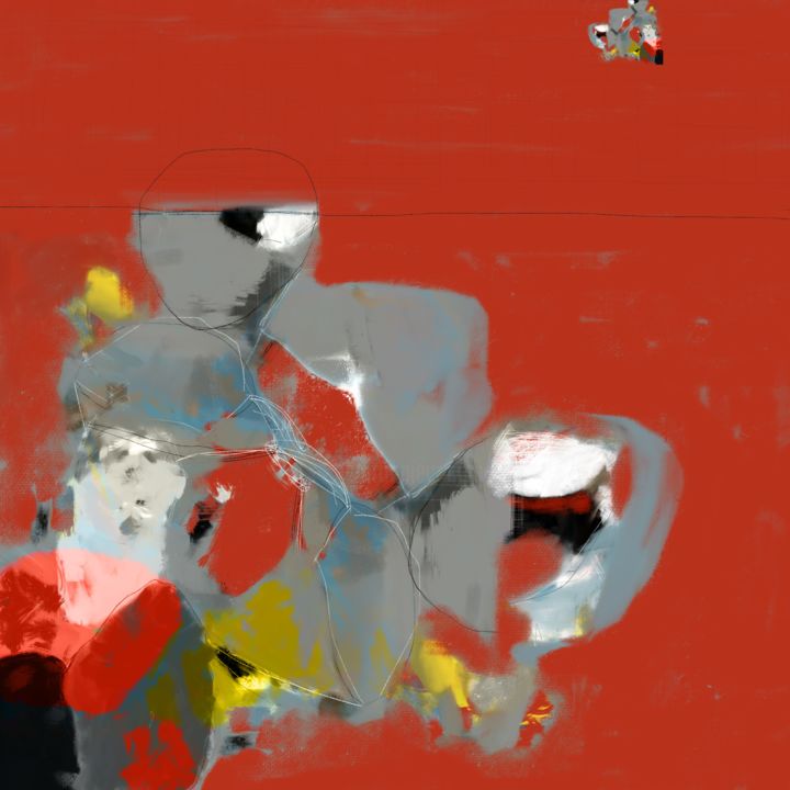 Arte digitale intitolato "Rouge dedans" da Octave Pixel, Opera d'arte originale, Pittura digitale