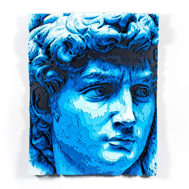 Скульптура под названием "David" - Octavian Mielu, Подлинное произведение искусства, Дерево