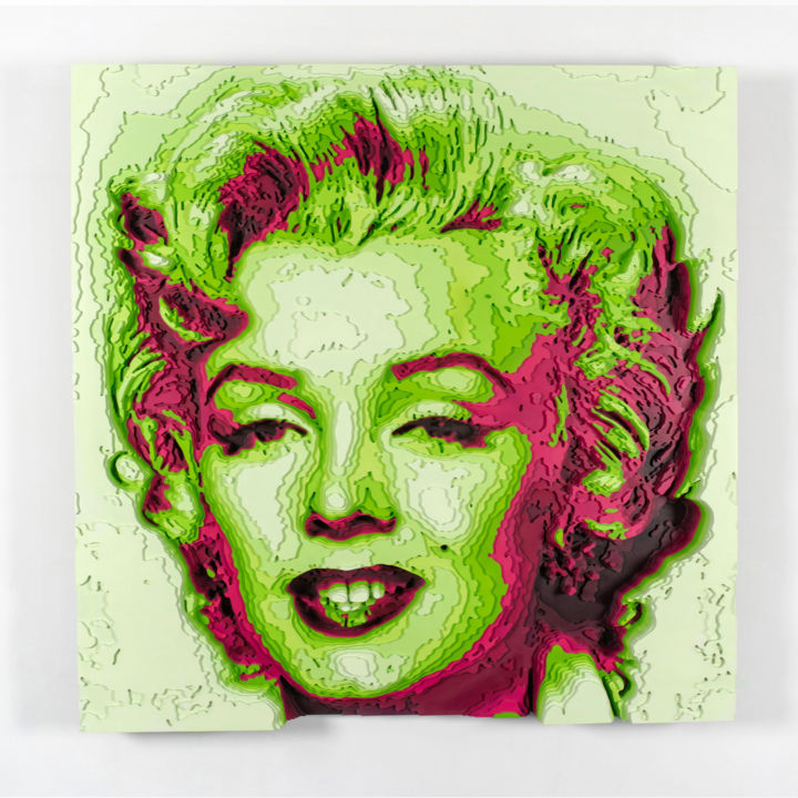 Scultura intitolato "Marilyn Monroe" da Octavian Mielu, Opera d'arte originale, Legno