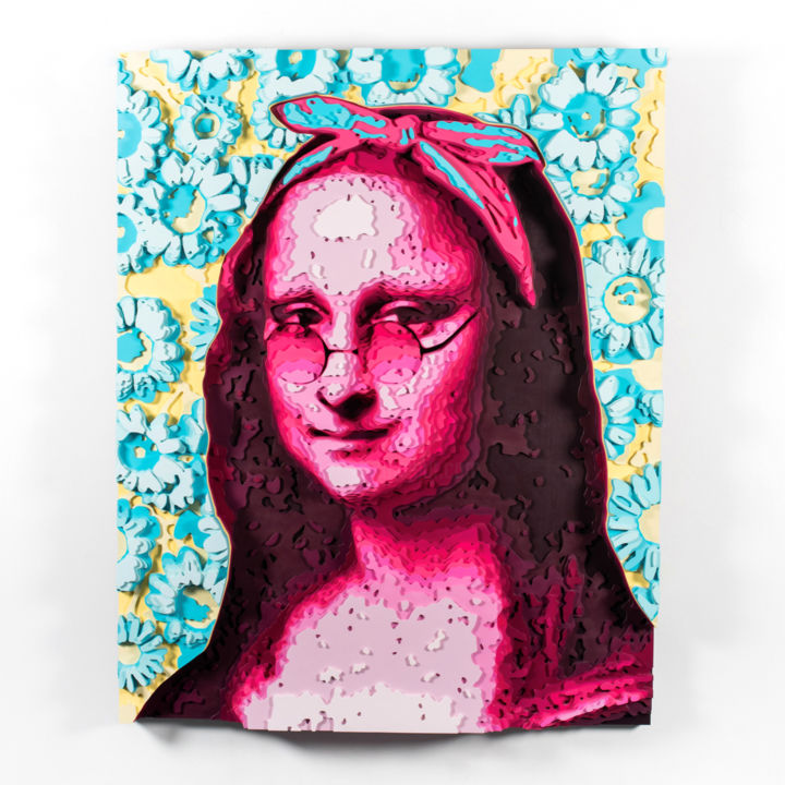 Sculpture titled "Mona Lisa" by Octavian Mielu, Original Art, Wood
