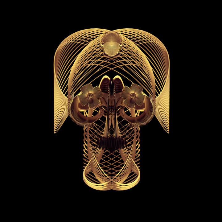 Grafika cyfrowa / sztuka generowana cyfrowo zatytułowany „DIGITAL SKULL - 013…” autorstwa Octoedro Art, Oryginalna praca, 2D…