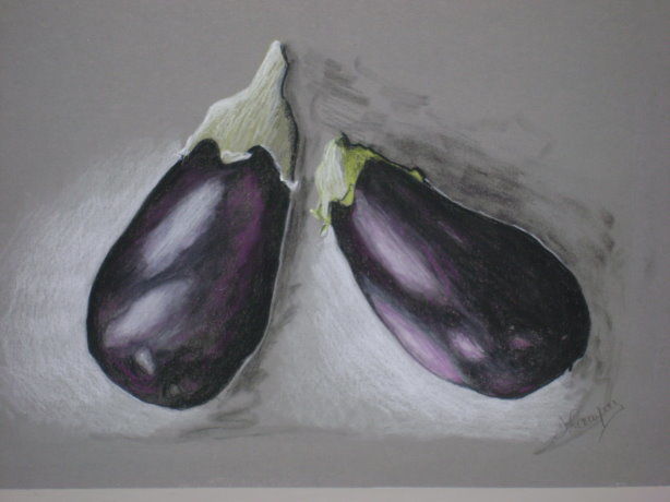 Dibujo titulada "aubergines" por Daniel Campagne, Obra de arte original, Otro