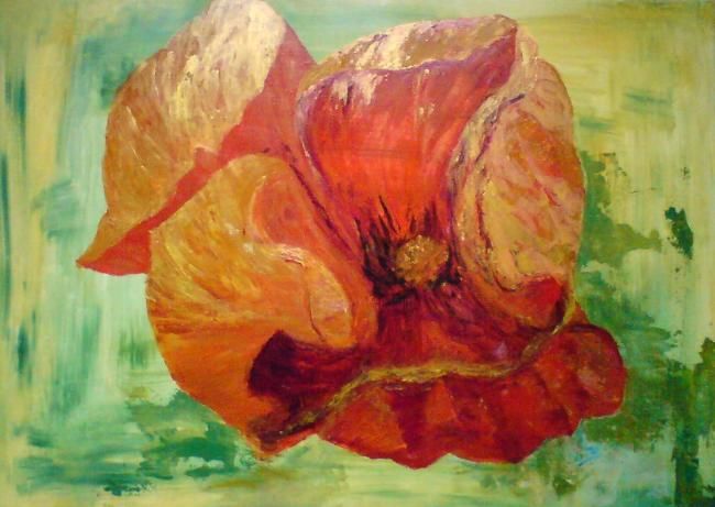 Painting titled "gros coquelicot ora…" by Ode, Original Artwork, Oil