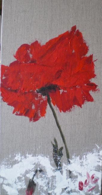 Pintura intitulada "COQUELICOT BASE BLA…" por Ode, Obras de arte originais