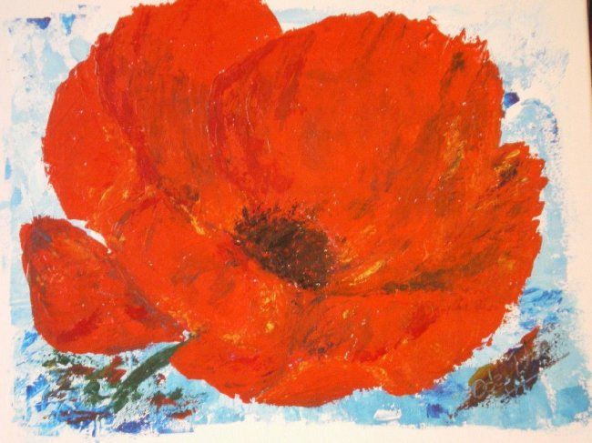 Painting titled "Coeur de coquelicot" by Ode, Original Artwork