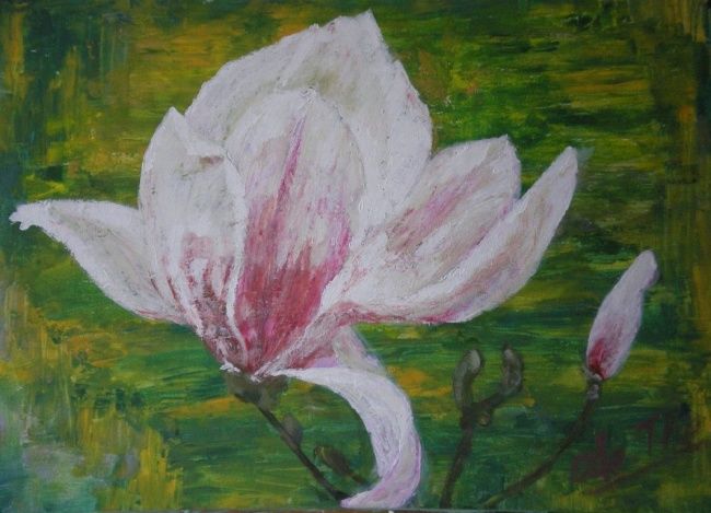 Painting titled "Fleur de magnolia" by Ode, Original Artwork