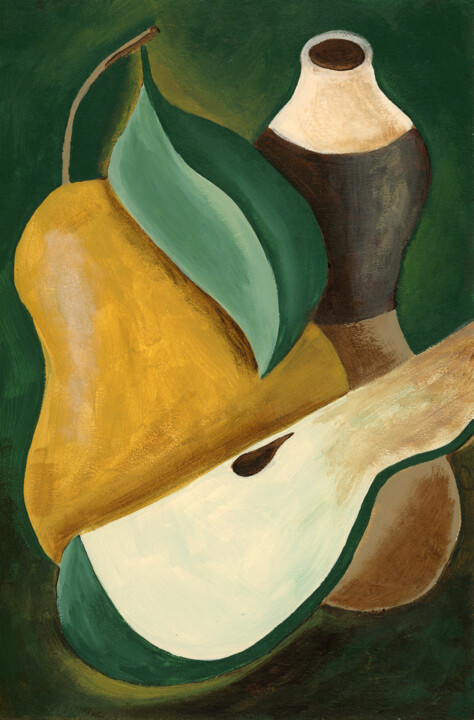 Malarstwo zatytułowany „Pears And A Vase” autorstwa Anton Maliar, Oryginalna praca, Akryl