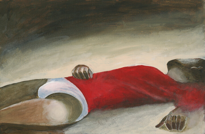 Pintura titulada "Sleeping Man In A R…" por Anton Maliar, Obra de arte original, Acrílico Montado en Panel de madera