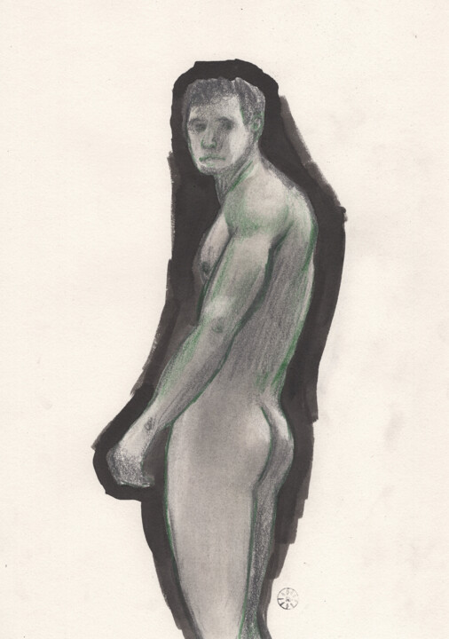 Drawing titled "male nude homoeroti…" by Anton Maliar, Original Artwork, Pencil