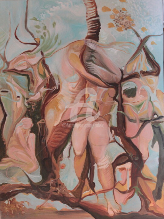 Peinture intitulée "La pousuite du gran…" par Odélo, Œuvre d'art originale, Huile