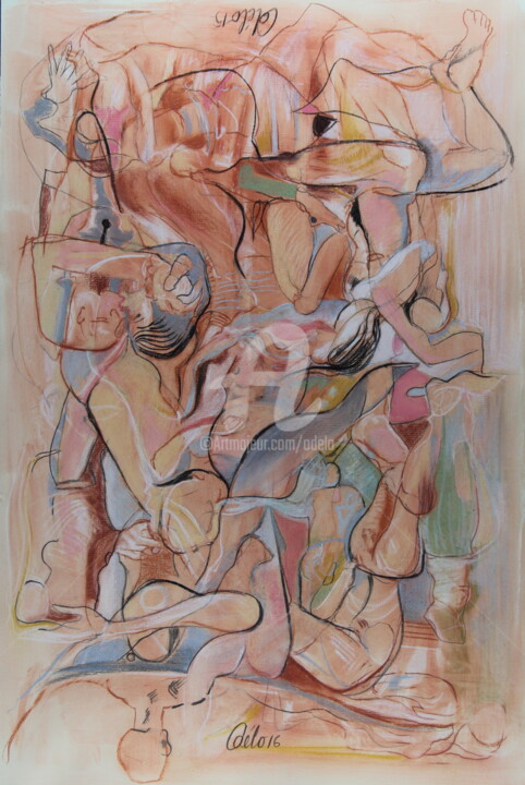 Рисунок под названием "La guerre de toi n'…" - Odélo, Подлинное произведение искусства, Пастель