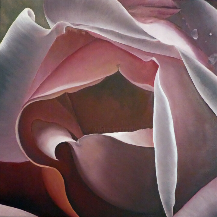 Ζωγραφική με τίτλο "Rose 05" από Odile Faure, Αυθεντικά έργα τέχνης, Λάδι Τοποθετήθηκε στο Ξύλινο φορείο σκελετό