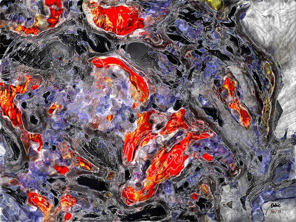 Pintura intitulada "explosion cosmique" por Maurice Odic, Obras de arte originais