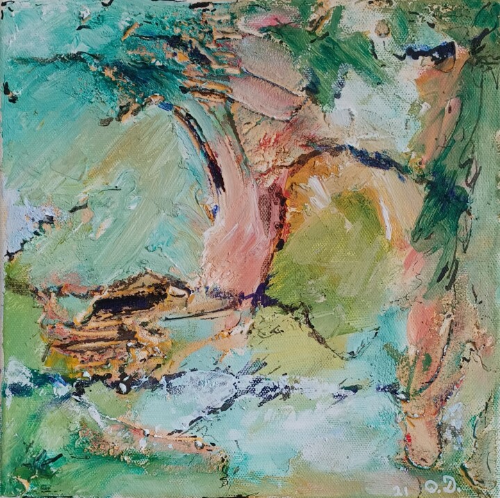 Peinture intitulée "L'arbre aux singes" par Odile Degand, Œuvre d'art originale, Acrylique Monté sur Châssis en bois