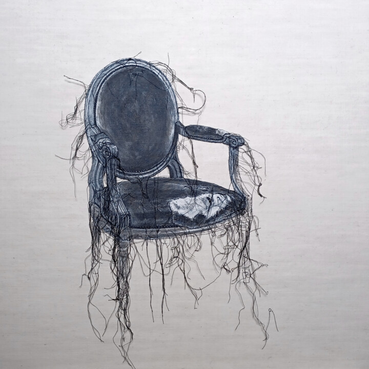 Arte têxtil intitulada "Médaillon" por Odile Guichard, Obras de arte originais, Bordado Montado em Armação em madeira