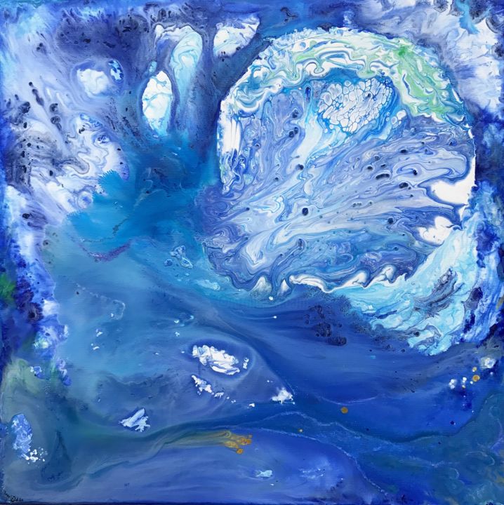 Peinture intitulée "Terra Blue" par Odile Lanoix, Œuvre d'art originale, Acrylique Monté sur Châssis en bois