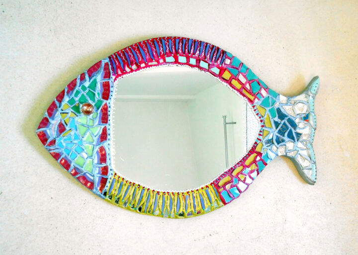 Design titled "Mosaïque miroir "Po…" by Odile Maffone, Original Artwork, Bathroom
