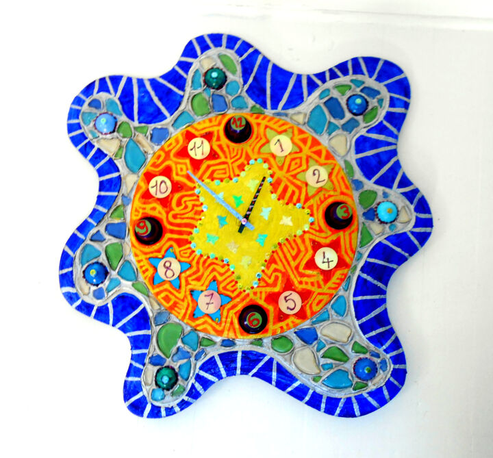 Design titled "Horloge mosaïque co…" by Odile Maffone, Original Artwork, Mosaic