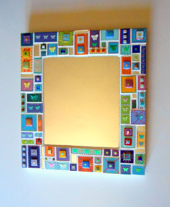 Design intitulée "miroir mosaïque cou…" par Odile Maffone, Œuvre d'art originale, Meuble