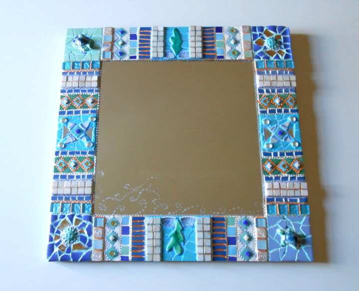 Design intitulada "miroir mosaïque "to…" por Odile Maffone, Obras de arte originais, Mosaico Montado em Painel de madeira