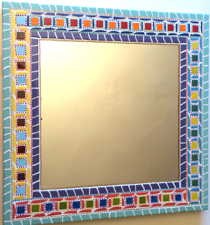 Design intitulée "miroir mosaïque gra…" par Odile Maffone, Œuvre d'art originale, Meuble Monté sur Panneau de bois