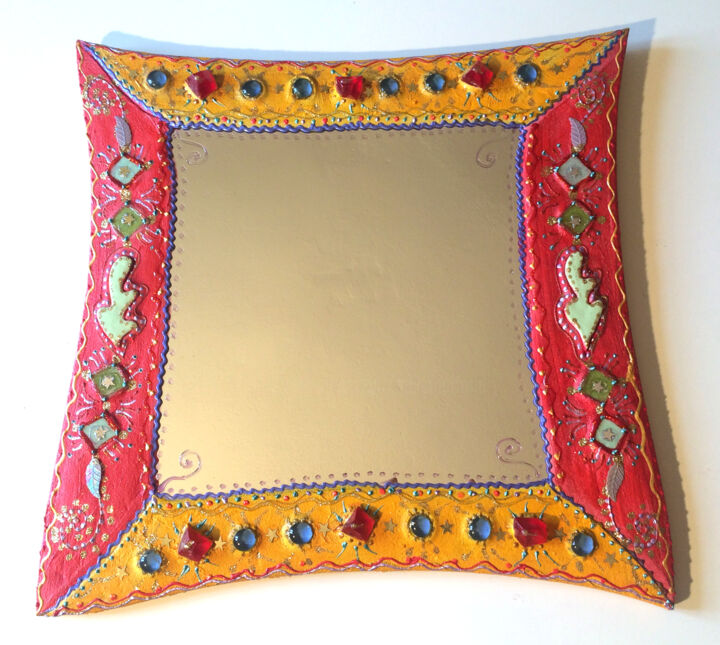 Design titled "miroir mosaïque et…" by Odile Maffone, Original Artwork, Mosaic Mounted on Wood Panel