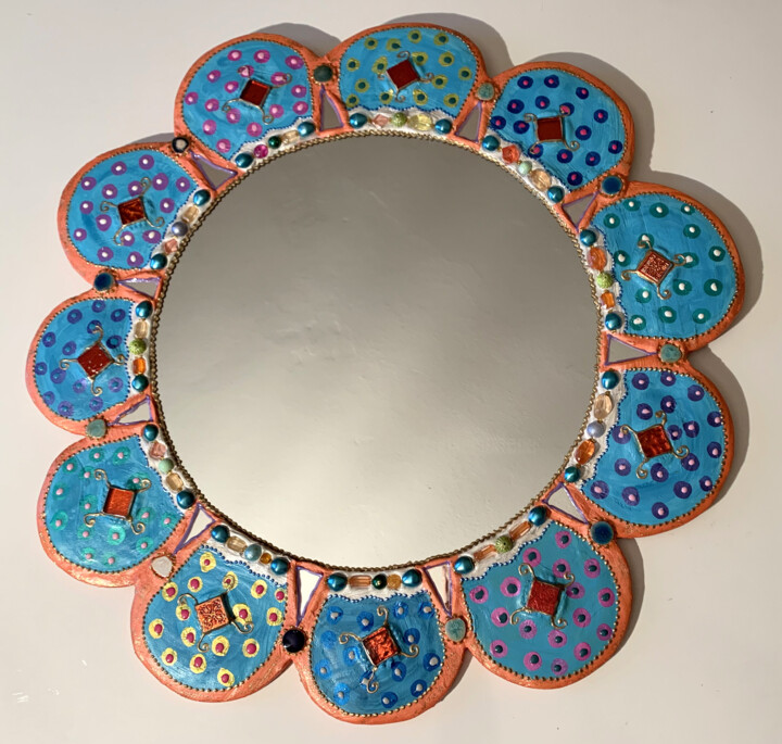 Design intitulée "miroir décoration m…" par Odile Maffone, Œuvre d'art originale, Accessoires Monté sur Panneau de bois