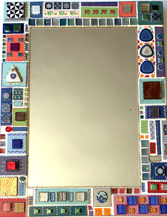 Design titled "miroir  mosaïque  "…" by Odile Maffone, Original Artwork, Accessories Mounted on Wood Panel
