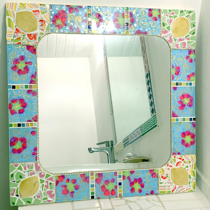 Design intitulée "miroir mosaïque de…" par Odile Maffone, Œuvre d'art originale, Accessoires