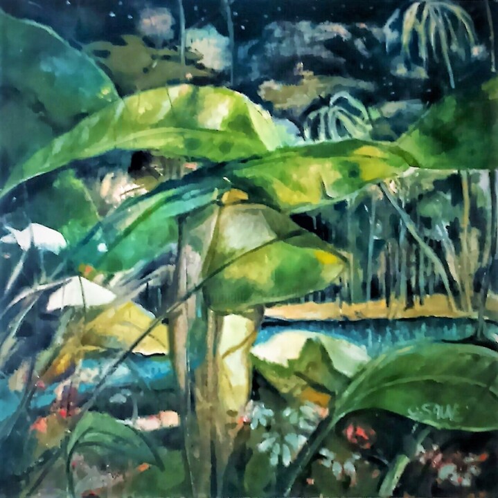 Painting titled "Eden" by Odile Sauve, Original Artwork, Oil