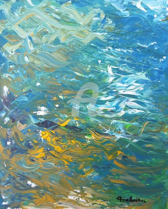 Painting titled "Reflets océan. ....…" by Odile Tachoires, Original Artwork, Acrylic