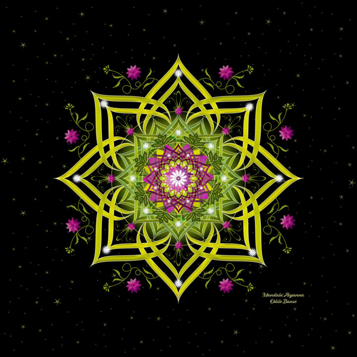 Digitale Kunst mit dem Titel "Mandala Aiyanna" von Odile Banse, Original-Kunstwerk