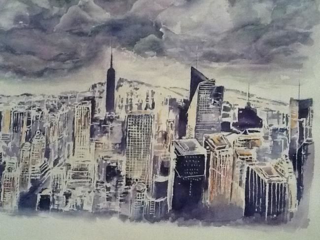 Painting titled "New York" by Ode, Original Artwork, Oil