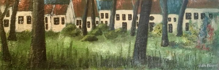 Peinture intitulée "Les maisons au bord…" par Odile Ménard, Œuvre d'art originale, Acrylique