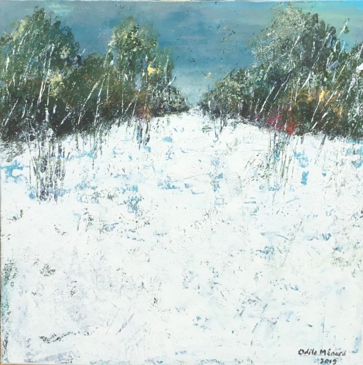 Pintura titulada "Noël blanc 2" por Odile Ménard, Obra de arte original, Acrílico