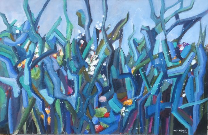 Peinture intitulée "Buisson marin" par Odile Ménard, Œuvre d'art originale, Acrylique