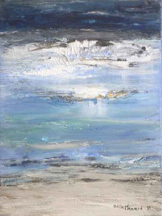 Painting titled "Basse mer" by Odile Ménard, Original Artwork, Acrylic