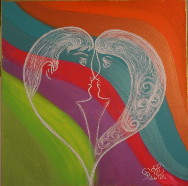 Painting titled "Lovers Of Light" by Rivka, Original Artwork, Acrylic