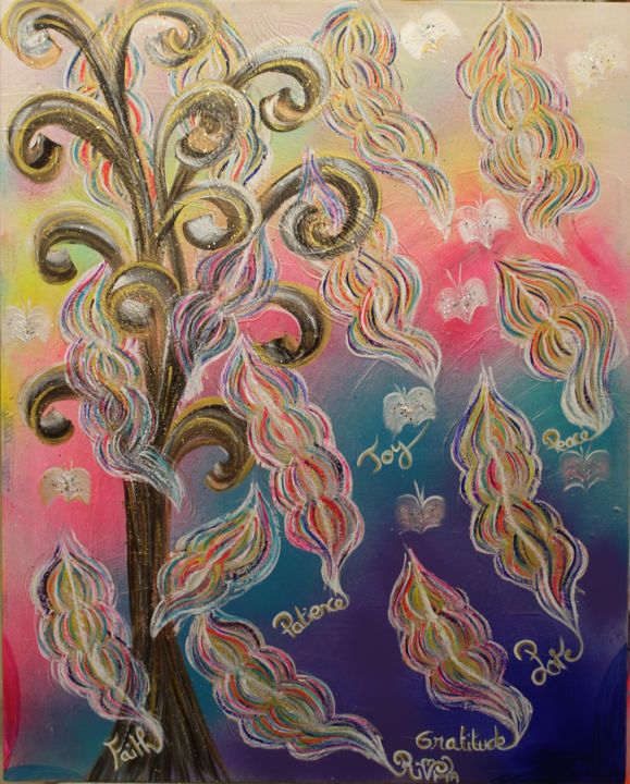 Painting titled "My magic Tree" by Rivka, Original Artwork, Acrylic