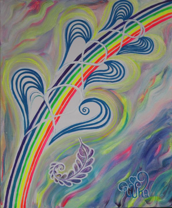 Painting titled "Ancestral Love" by Rivka, Original Artwork, Acrylic