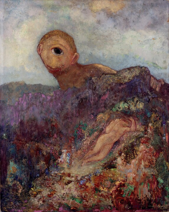 Картина под названием "Le Cyclope" - Odilon Redon, Подлинное произведение искусства, Масло