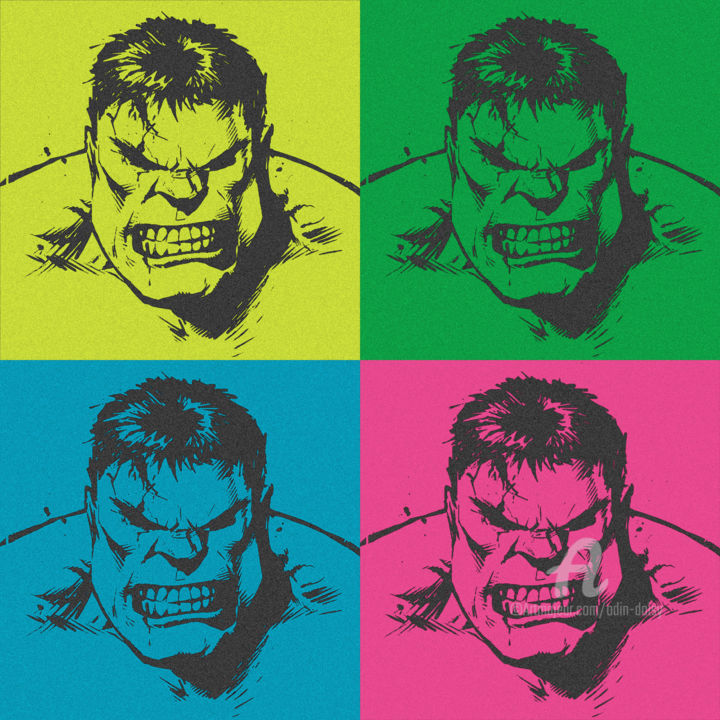 Artes digitais intitulada "Pop HULK" por Odin Doisy, Obras de arte originais, Pintura digital