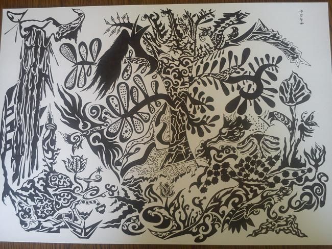 「Дерево жизни」というタイトルの描画 Odin Goldによって, オリジナルのアートワーク, その他
